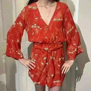 BA&SH Womens Khan Rogue Floral Rayon Wrap Jumpshort Revolve Romper Size US 4 XS